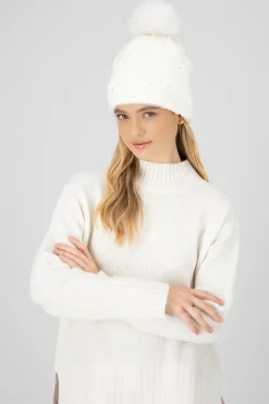 Beanie tejido punto perlas estrellas