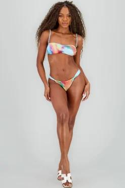 Bikini mesh degradado fruncido