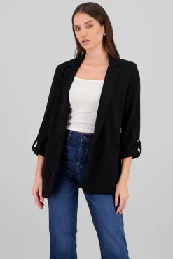 Blazer manga 3/4 con boton liso