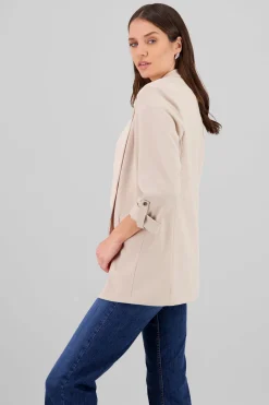 Blazer manga 3/4 con boton liso