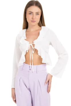 Blusa abierta cuello olanes