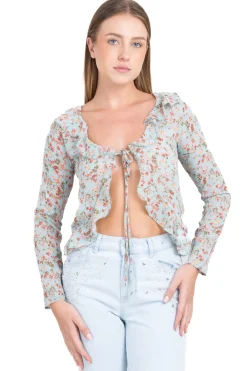 Blusa abierta escote olanes