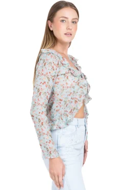 Blusa abierta escote olanes