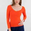 Blusa acanalada escote v