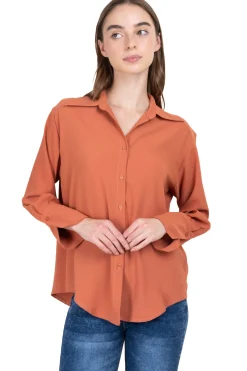 Blusa amplia puño ancho satín