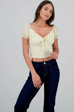 Blusa con mini polkas con lace up en la espala