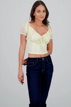 Blusa con mini polkas con lace up en la espala