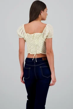 Blusa con mini polkas con lace up en la espala