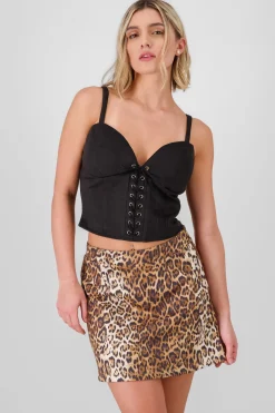 Blusa corset de gamuza con lace up