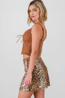 Blusa corset de gamuza con lace up