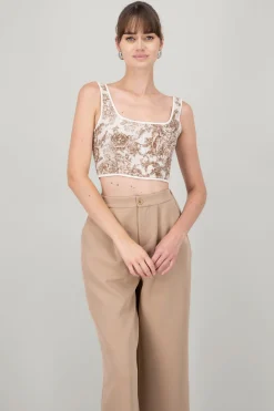 Blusa corset estampado con varilla