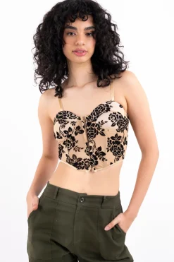 Blusa corset mesh flores