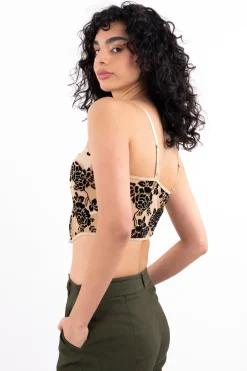 Blusa corset mesh flores