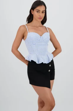 Blusa corset peplum estampado gingham