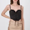 Blusa corset satin con lace up