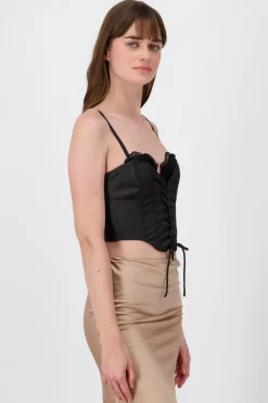 Blusa corset satin con lace up