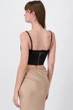 Blusa corset satin con lace up