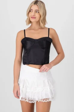 Blusa corset satin con varillas