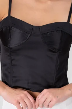 Blusa corset satin con varillas