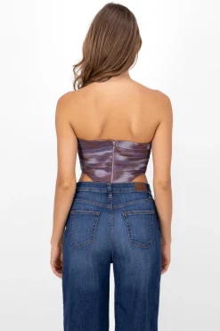 Blusa corset strapless degradado