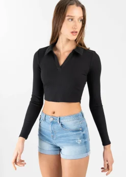Blusa Corta Cuello Polo