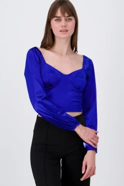 Blusa crop bustier satín