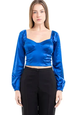 Blusa crop bustier satín