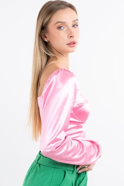 Blusa crop bustier satín