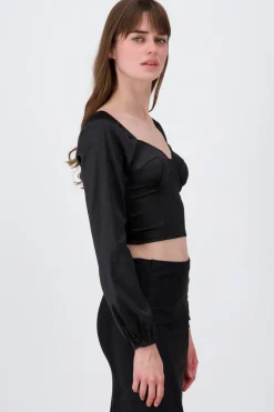 Blusa crop bustier satín