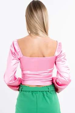 Blusa crop bustier satín