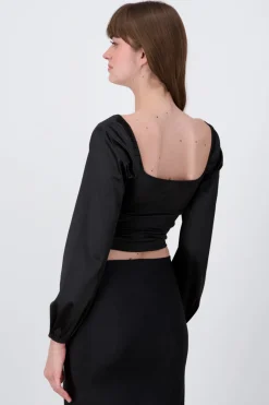 Blusa crop bustier satín