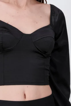 Blusa crop bustier satín