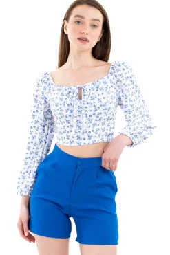 Blusa crop cierre espalda flores