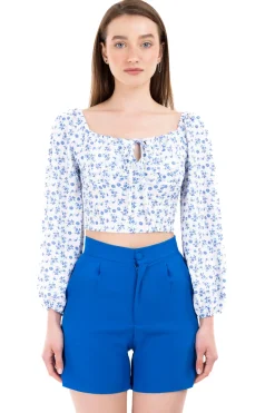 Blusa crop cierre espalda flores