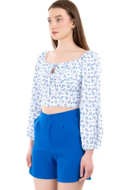 Blusa crop cierre espalda flores