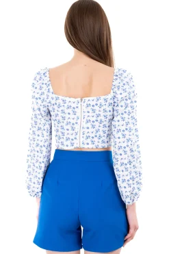 Blusa crop cierre espalda flores