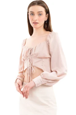 Blusa crop cintas botones