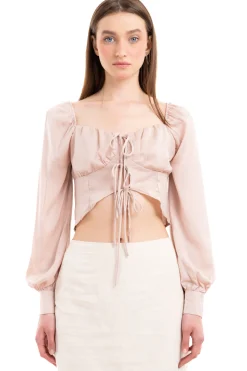 Blusa crop cintas botones