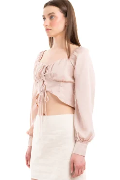 Blusa crop cintas botones