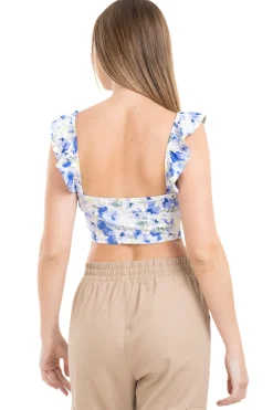 Blusa crop floreado lace up