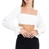 Blusa crop manga larga abullonada