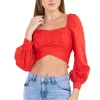 Blusa crop manga larga abullonada