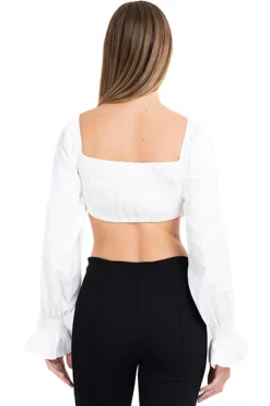 Blusa crop manga larga abullonada