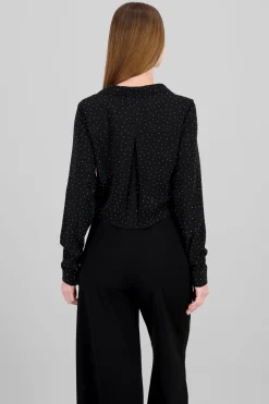 Blusa crop manga larga con brillos Hypsters