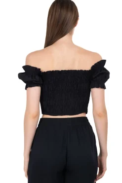 Blusa crop popelina strapless