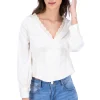 Blusa de manga larga con detalles de encaje