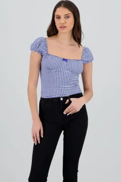Blusa detalle moño gingham