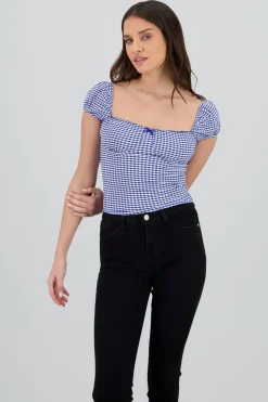 Blusa detalle moño gingham