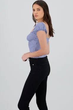 Blusa detalle moño gingham
