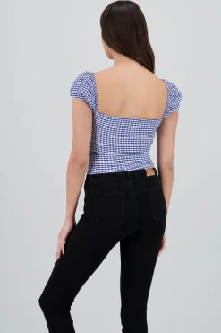 Blusa detalle moño gingham